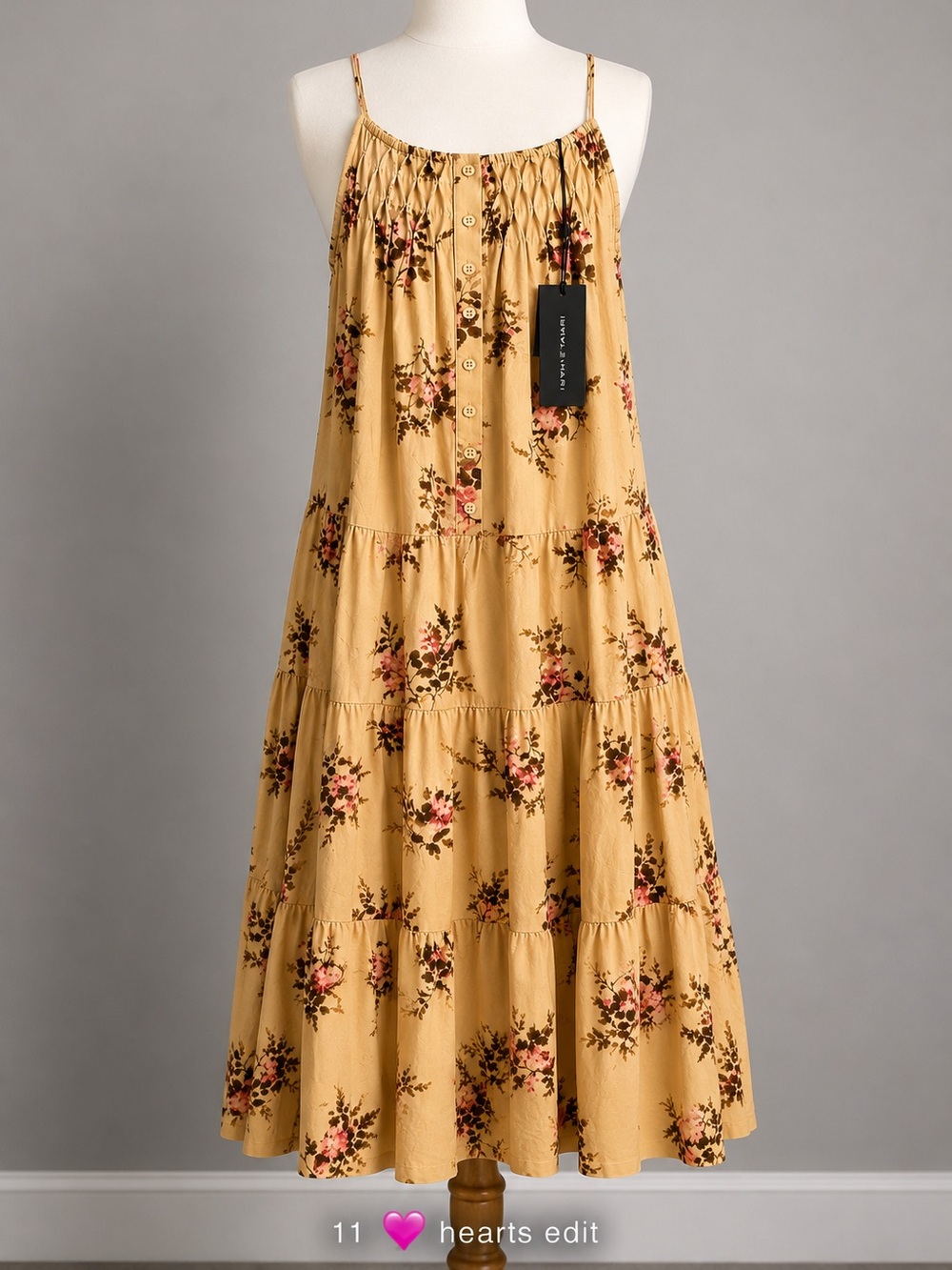 Elie Tahari Floral Tiered Midi Maxi Dress Linen Blend Small NWT